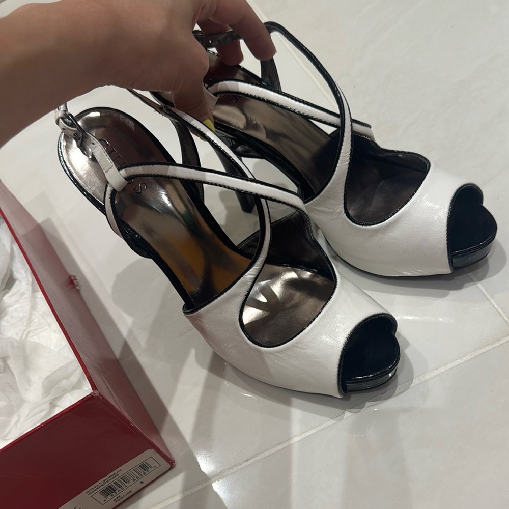 Guess White and Black Heels with Sleek Design